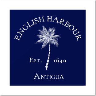 English Harbour Antigua Vintage Palm Posters and Art